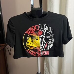 SHEIN Black Graphic Crop Top